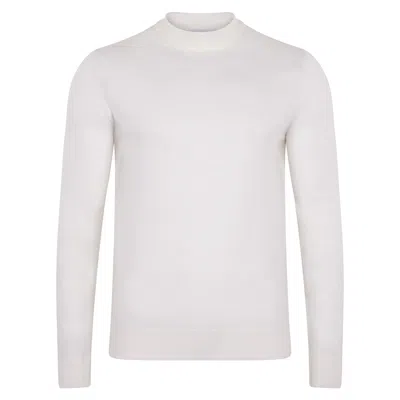 Paul James Knitwear Mens Extra Fine Merino Marco Narrow Mock Turtleneck Jumper - White