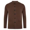 Paul James Knitwear Mens Extra Fine Merino Wool Alonzo Knitted Nehru Jacket - Oak Brown