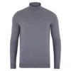 Paul James Knitwear Mens Extra Fine Merino Wool Mock Turtleneck Shaw Jumper - Mid Grey In Grey
