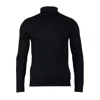 Paul James Knitwear Mens Extra Fine Merino Wool Weston Roll Neck Jumper - Black In Black