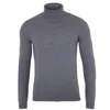 Paul James Knitwear Mens Extra Fine Merino Wool Weston Roll Neck Jumper - Mid Grey In Grey