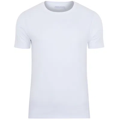 Paul James Knitwear Mens Heavyweight Charles Fitted Supima Cotton T-shirt- White