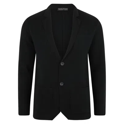 Paul James Knitwear Mens Lightweight Cotton Cornelius Formal Knitted Blazer - Black