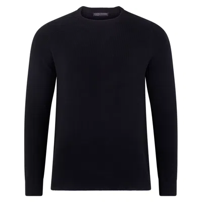 Paul James Knitwear Mens Lightweight Cotton Dylan Fisherman Rib Jumper - Black