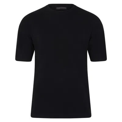 Paul James Knitwear Mens Lightweight Cotton Ewan Oversized Knitted T-shirt - Black