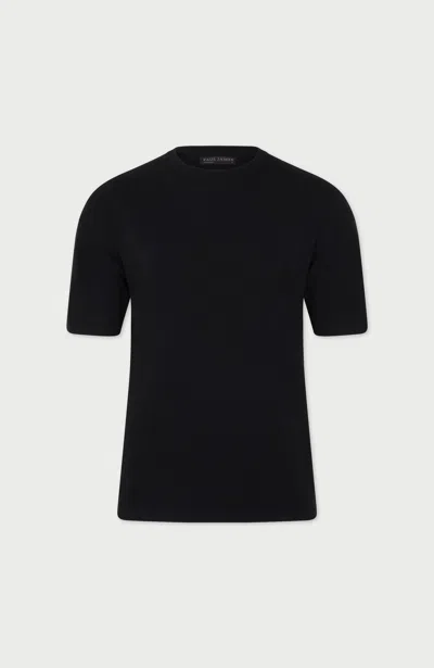 Paul James Knitwear Mens Lightweight Cotton Ewann Oversized Knitted T-shirt - Black