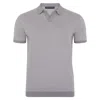 Paul James Knitwear Mens Lightweight Cotton Giovanni Honeycomb Buttonless Polo Shirt - Ash Grey In Grey
