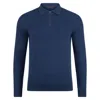 Paul James Knitwear Mens Lightweight Finley Cotton Zip Neck Polo Shirt - Blue Melange In Blue