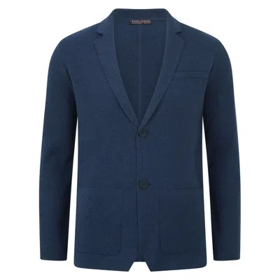 Paul James Knitwear Mens Lightweight Jaspe Cotton Albert Knitted Blazer - Blue Jaspe