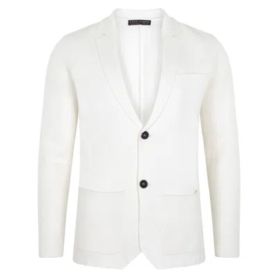 Paul James Knitwear Mens Lightweight Organic Cotton Linen Luca Knitted Blazer - White