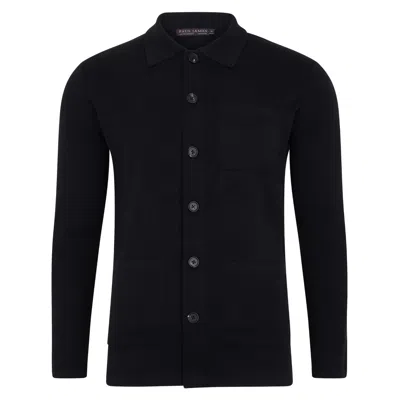 Paul James Knitwear Mens Midweight Cotton Benjamin Work Shirt - Black
