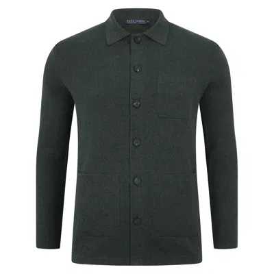 Paul James Knitwear Mens Midweight Cotton Benjamin Work Shirt - Green Jaspe