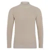 Paul James Knitwear Mens Midweight Cotton Byrne Ribbed Mock Turtle Neck Jumper - Birch