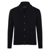 Paul James Knitwear Mens Midweight Cotton Shawl Collar Sebastian Cardigan - Black In Black