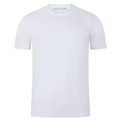 Paul James Knitwear Mens Ultra Fine Cotton Eduardo Knitted Pocket T-shirt - White
