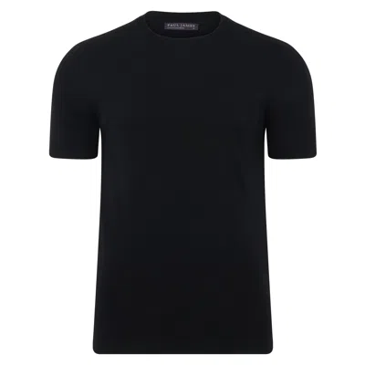 Paul James Knitwear Mens Superfine Merino Wool Ilario Knitted T-shirt - Black