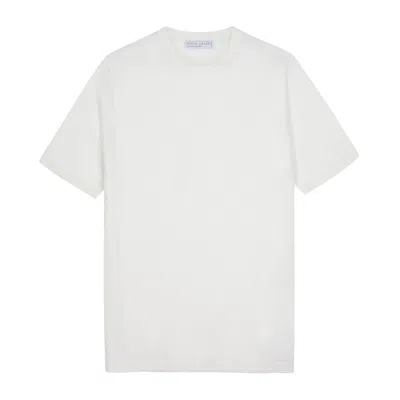 Paul James Knitwear Mens Superfine Merino Wool Illario Knitted T-shirt - White In Multi