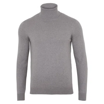Paul James Knitwear Mens Ultra Fine Cotton Atwood Roll Neck Jumper - Ash Grey In Gray