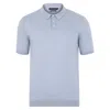 Paul James Knitwear Mens Ultra Fine Cotton Earl Short Sleeve Polo Shirt - Chalk Blue In Blue