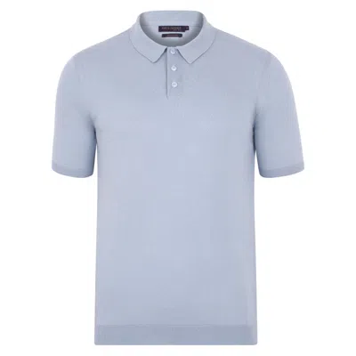 Paul James Knitwear Mens Ultra Fine Cotton Earl Short Sleeve Polo Shirt - Chalk Blue