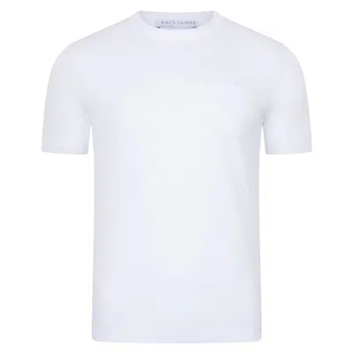 PAUL JAMES KNITWEAR MENS ULTRA FINE COTTON EDUARDO KNITTED POCKET T-SHIRT - WHITE
