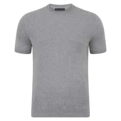 Paul James Knitwear Mens Ultra-fine Cotton Hugo Knitted T-shirt - Ash Grey