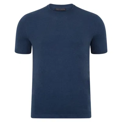 Paul James Knitwear Mens Ultra-fine Cotton Hugo Knitted T-shirt - Blue Melange