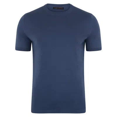 Paul James Knitwear Mens Ultra-fine Cotton Hugo Knitted T-shirt - Indigo Blue