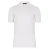 Paul James Knitwear Mens Ultra Fine Cotton Linen Raphael Buttonless Polo Shirt - White In White