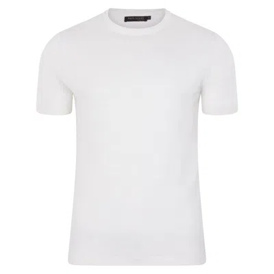 Paul James Knitwear Mens Ultra Fine Cotton Linen Salvador Knitted T-shirt - White