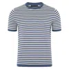 Paul James Knitwear Mens Ultra-fine Cotton Miguel Knitted Breton T-shirt - Indigo Blue In Blue