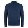 Paul James Knitwear Mens Ultra Fine Cotton Mock Turtle Neck Spencer Jumper - Blue Melange In Blue