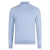 Paul James Knitwear Mens Ultra Fine Cotton Mock Turtle Neck Spencer Jumper - Chalkblue In Blue