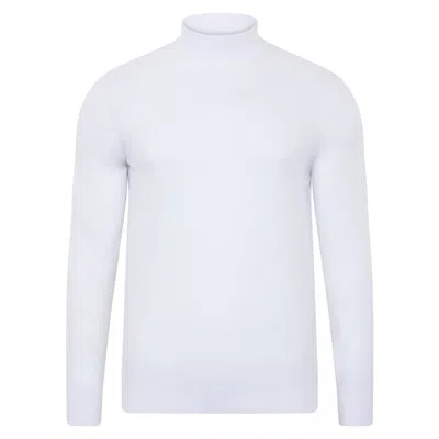Paul James Knitwear Mens Ultra Fine Cotton Mock Turtle Neck Spencer Jumper - White