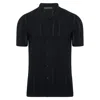 Paul James Knitwear Mens Ultra Fine Cotton Santiago Open Knit Cuban Collar Shirt - Black In Black
