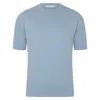 Paul James Knitwear Mens Ultra Fine Cotton Silas Oversized Knitted T-shirt - Light Blue