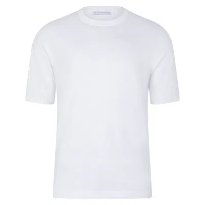 Paul James Knitwear Mens Ultra Fine Cotton Silas Oversized Knitted T-shirt - White