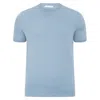 Paul James Knitwear Neutrals / Blue Mens Ultra-fine Cotton Hugo Knitted T-shirt - Light Blue