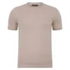 Paul James Knitwear Neutrals / Brown Mens Ultra-fine Cotton Hugo Knitted T-shirt - Linen In Brown