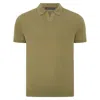 Paul James Knitwear Neutrals / Green Men's Ultra Fine Cotton Nathan Buttonless Polo Shirt - Light Olive