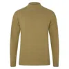 Paul James Knitwear Neutrals / Green Mens Midweight Cotton Linen Whitby Mock Neck Gansey Jumper - Light Olive