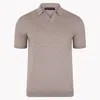 Paul James Knitwear Neutrals Men's Ultra Fine Cotton Nathan Buttonless Polo Shirt - Fawn