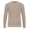 Paul James Knitwear Neutrals Mens Cotton Clark Fisherman Rib Knit Jumper - Linen