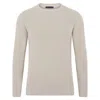 Paul James Knitwear Neutrals Mens Cotton Lightweight Fisherman Dylan Rib Jumper - Birch