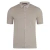 Paul James Knitwear Neutrals Mens Cotton Short Sleeve Marshall Shirt - Fawn
