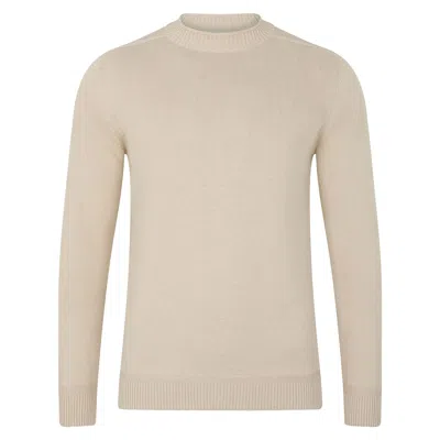 Paul James Knitwear Neutrals Mens Lightweight Cotton Linen Slaithes Saddle Shoulder Jumper - Oat In White