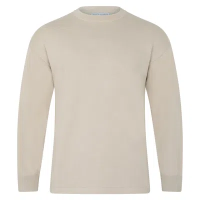 Paul James Knitwear Neutrals Mens Lightweight Cotton Ollie Oversized Knitted Top - Birch