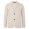 Paul James Knitwear Neutrals Mens Lightweight Mercerised Cotton Giuseppe Knitted Blazer - Ecru In Beige
