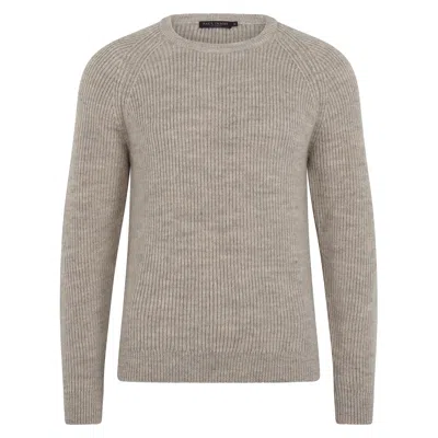 Paul James Knitwear Neutrals Mens Sheepsoft British Wool Byron Fisherman Rib Knit Jumper - Ecru In Beige