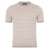 Paul James Knitwear Neutrals Mens Ultra-fine Cotton Miguel Knitted Breton T-shirt - Linen